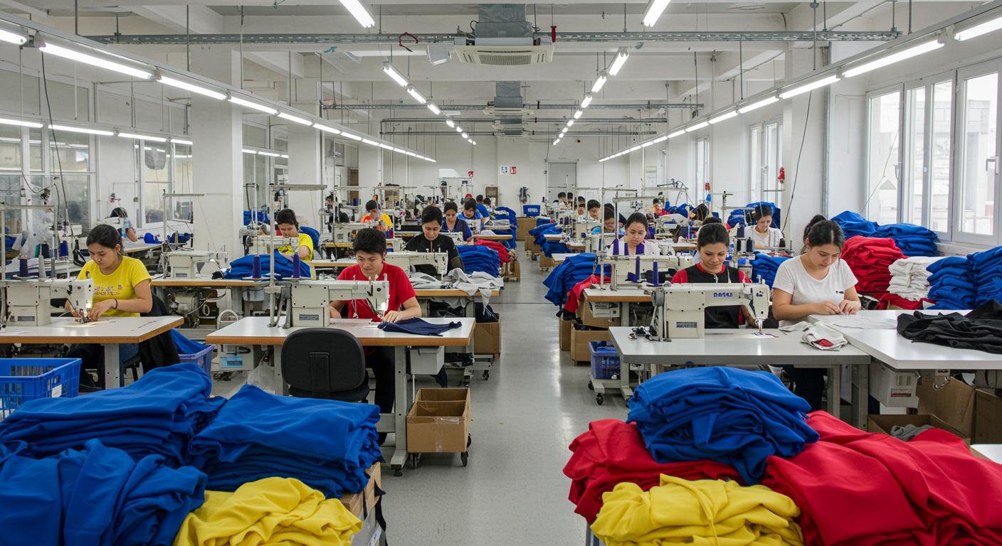 Пошив спортивной одежды на фабрике Процесс пошива спортивной одежды на фабрике