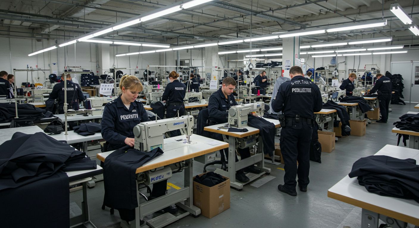 Пошив охранной спецодежды на фабрике Процесс пошива охранной спецодежды на фабрике