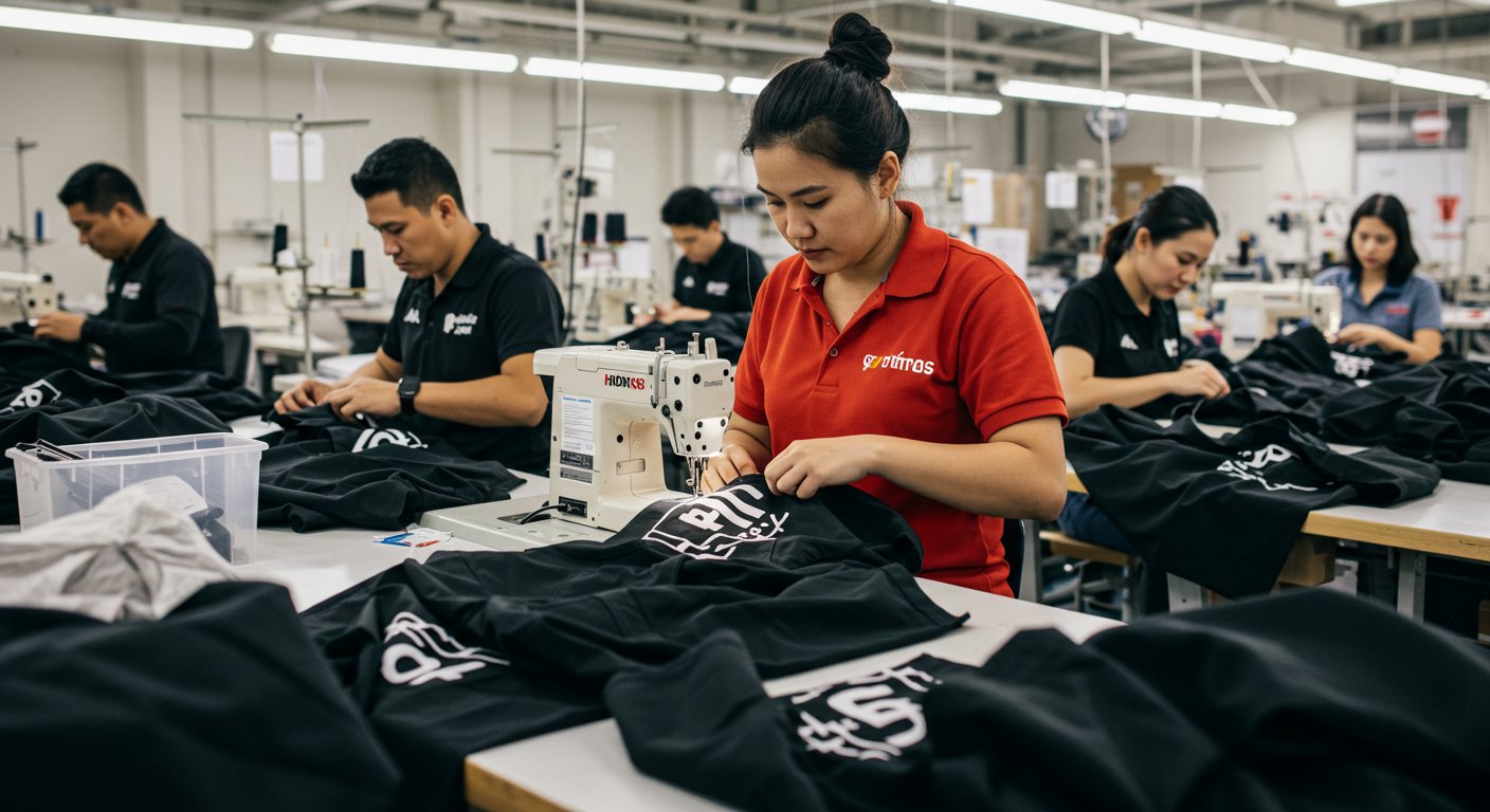 Пошив промо одежды на швейной фабрике