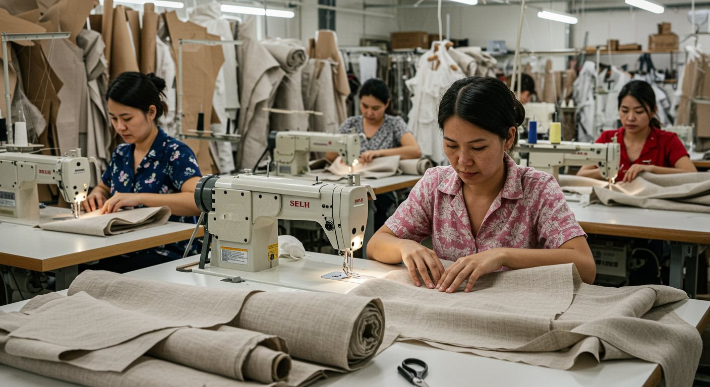 Швейная фабрика для пошива по материалу из льна для корпоративной одежды