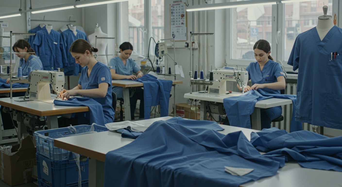 Медицинская униформа на швейной фабрике