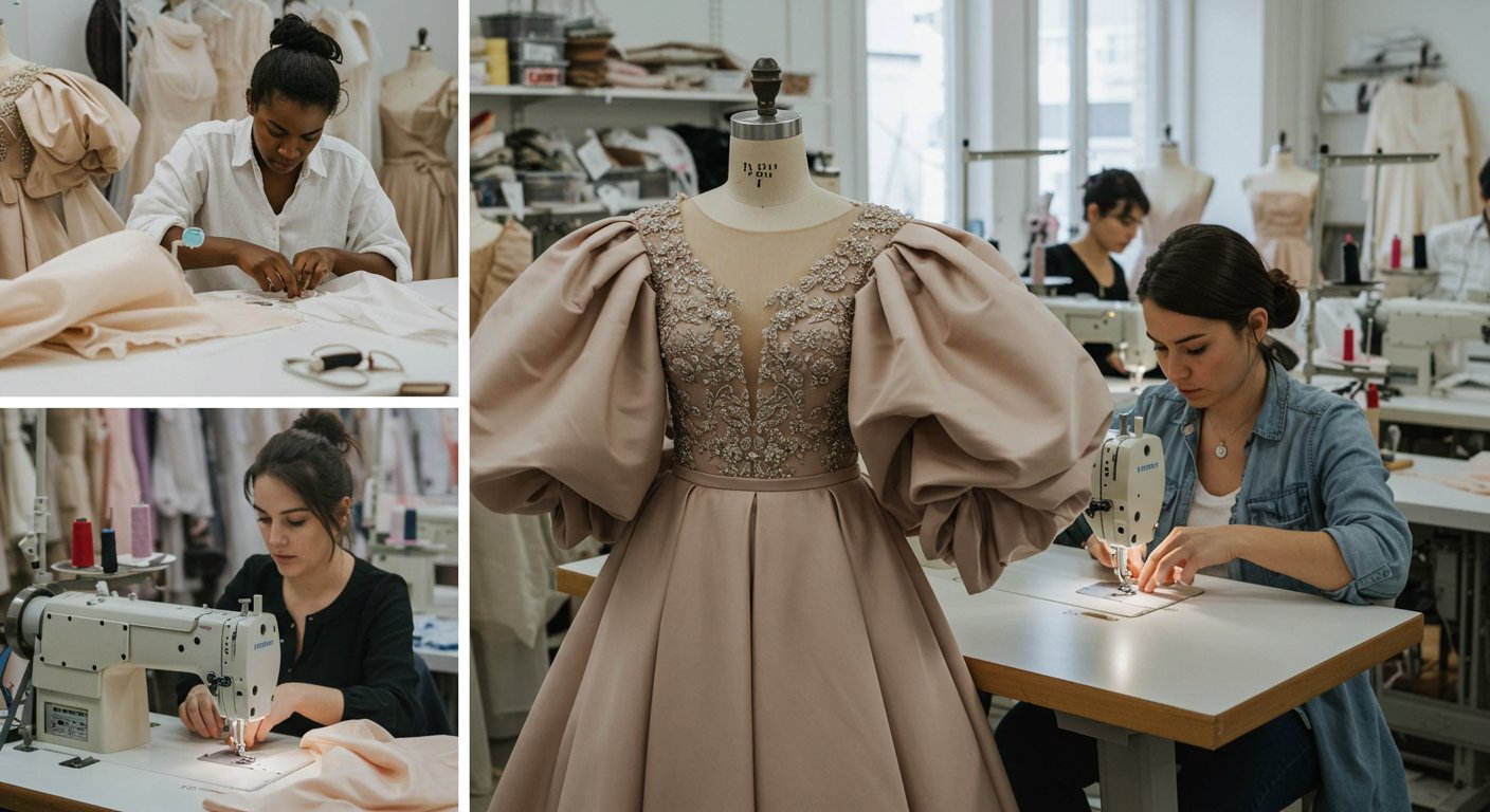 Вечернее платье с объемными рукавами