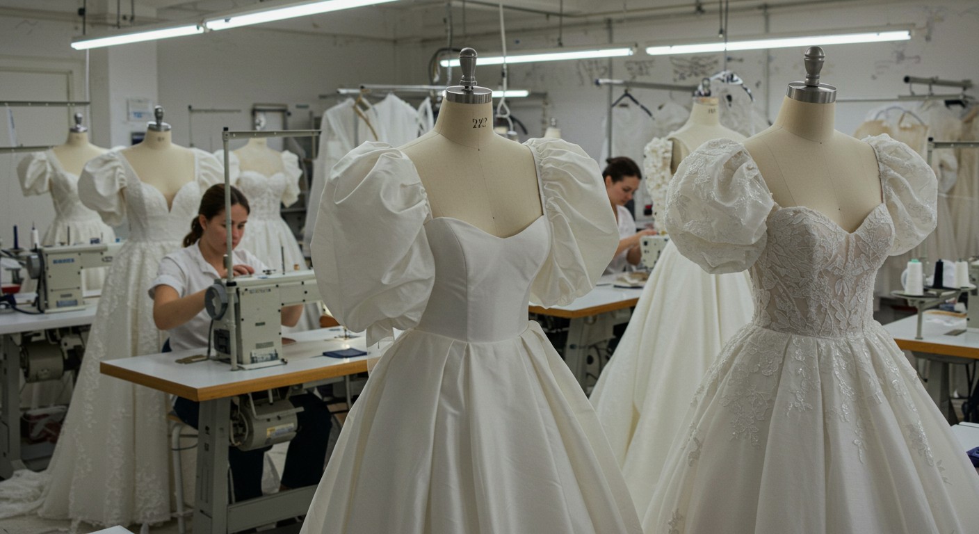 Пошив свадебных платьев с пышными рукавами