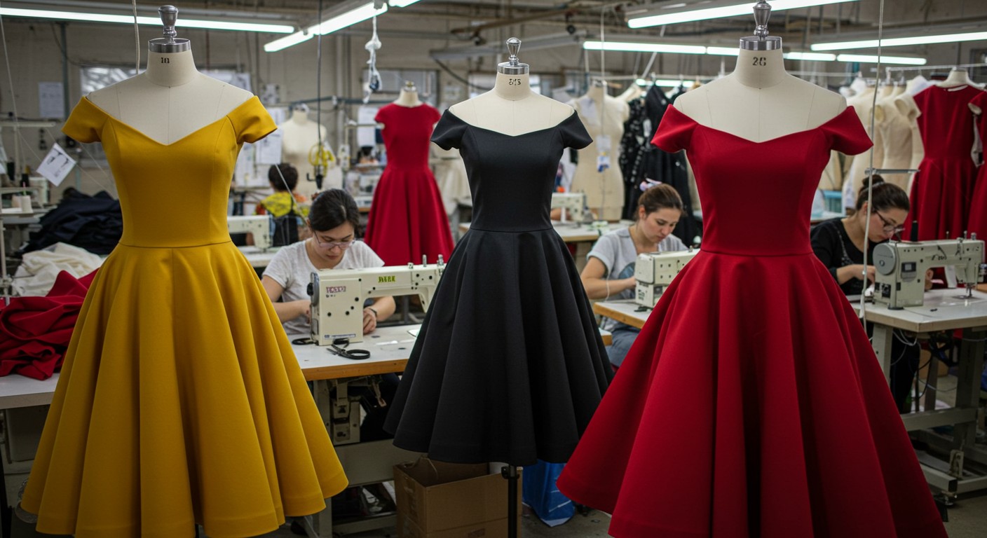 Платье с расклешенными элементами