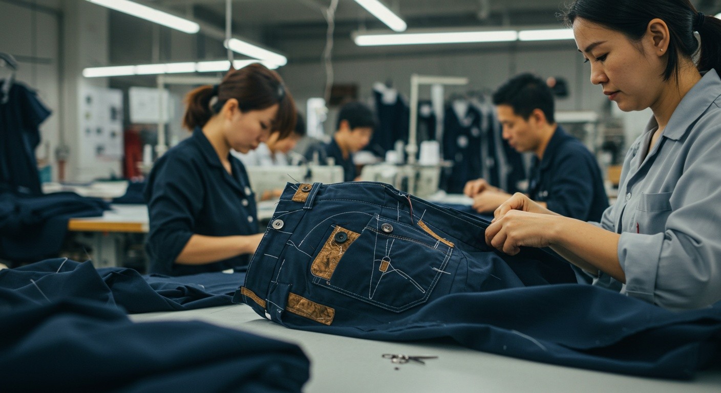 Пошив брюк с карманами и акцентными элементами