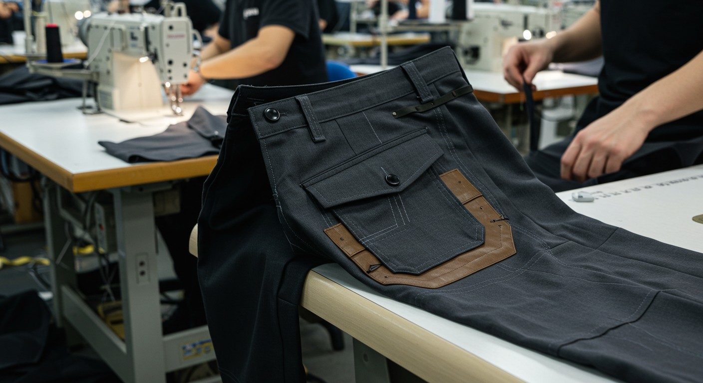 Брюки с карманами и декоративными элементами