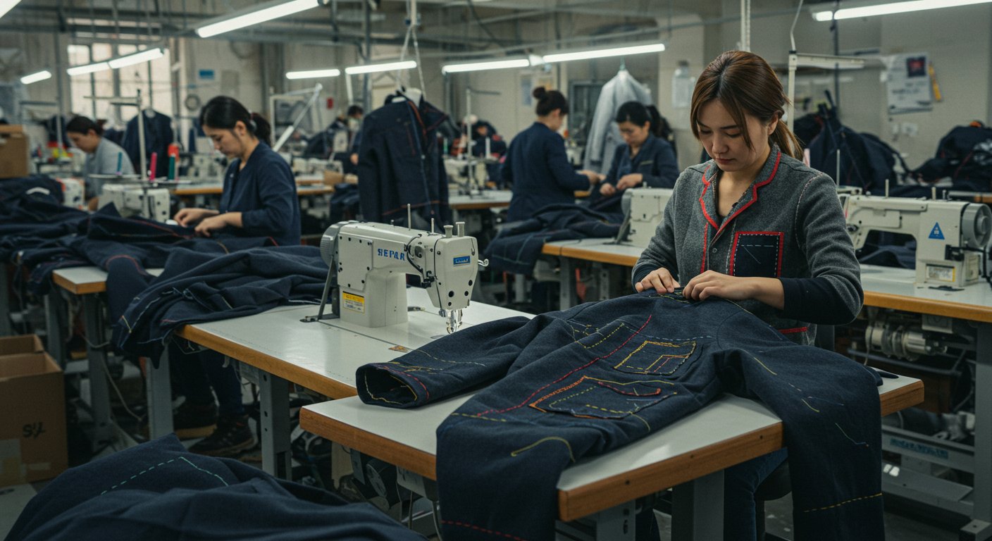 Пошив пальто с накладными карманами и отделкой