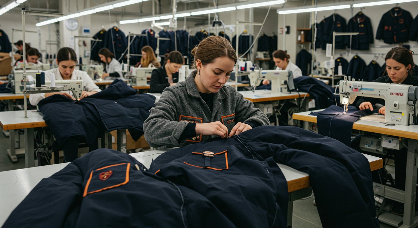 Пальто с накладными карманами и отделкой