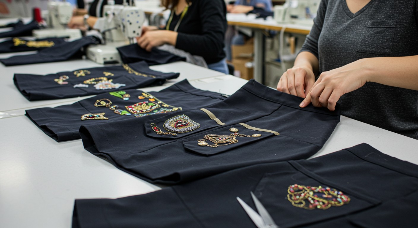 Юбка с карманами и оригинальными деталями