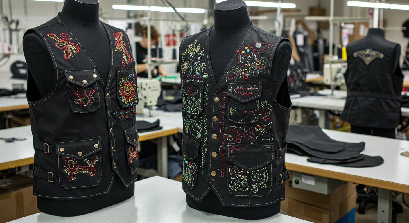 Жилет с декоративными элементами и карманами