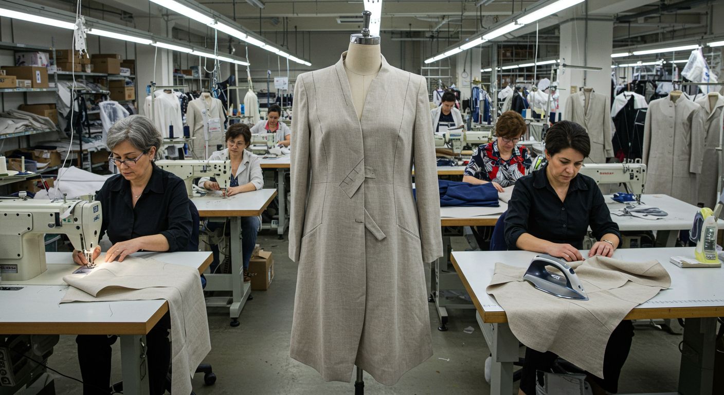 Швейная фабрика для пошива по форме асимметричной формы для верхней одежды