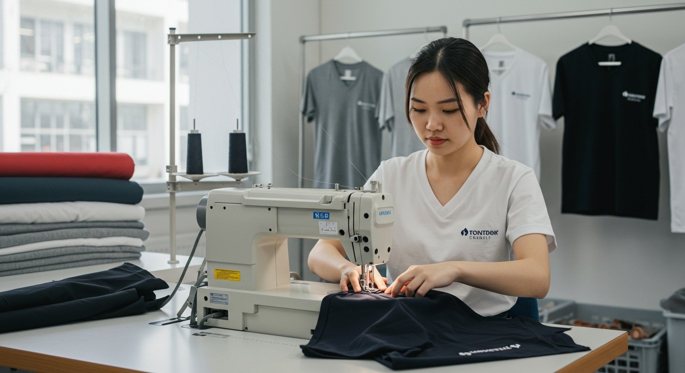 Пошив брендовых футболок с V образным вырезом