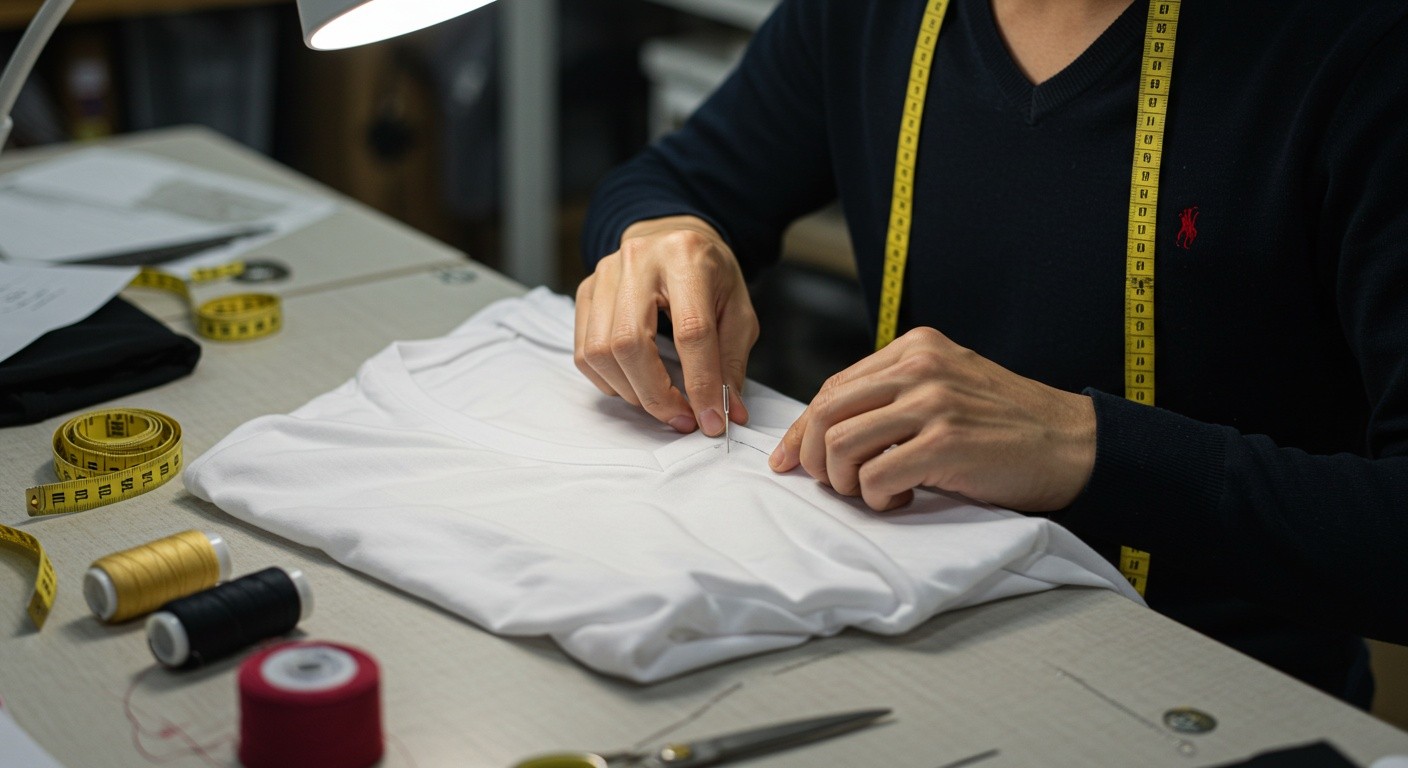 Брендовая футболка с V-образным вырезом