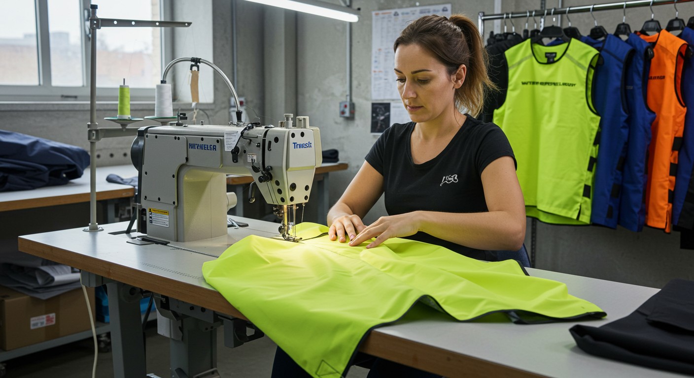 Пошив спортивной одежды в виде водоотталкивающих жилетов