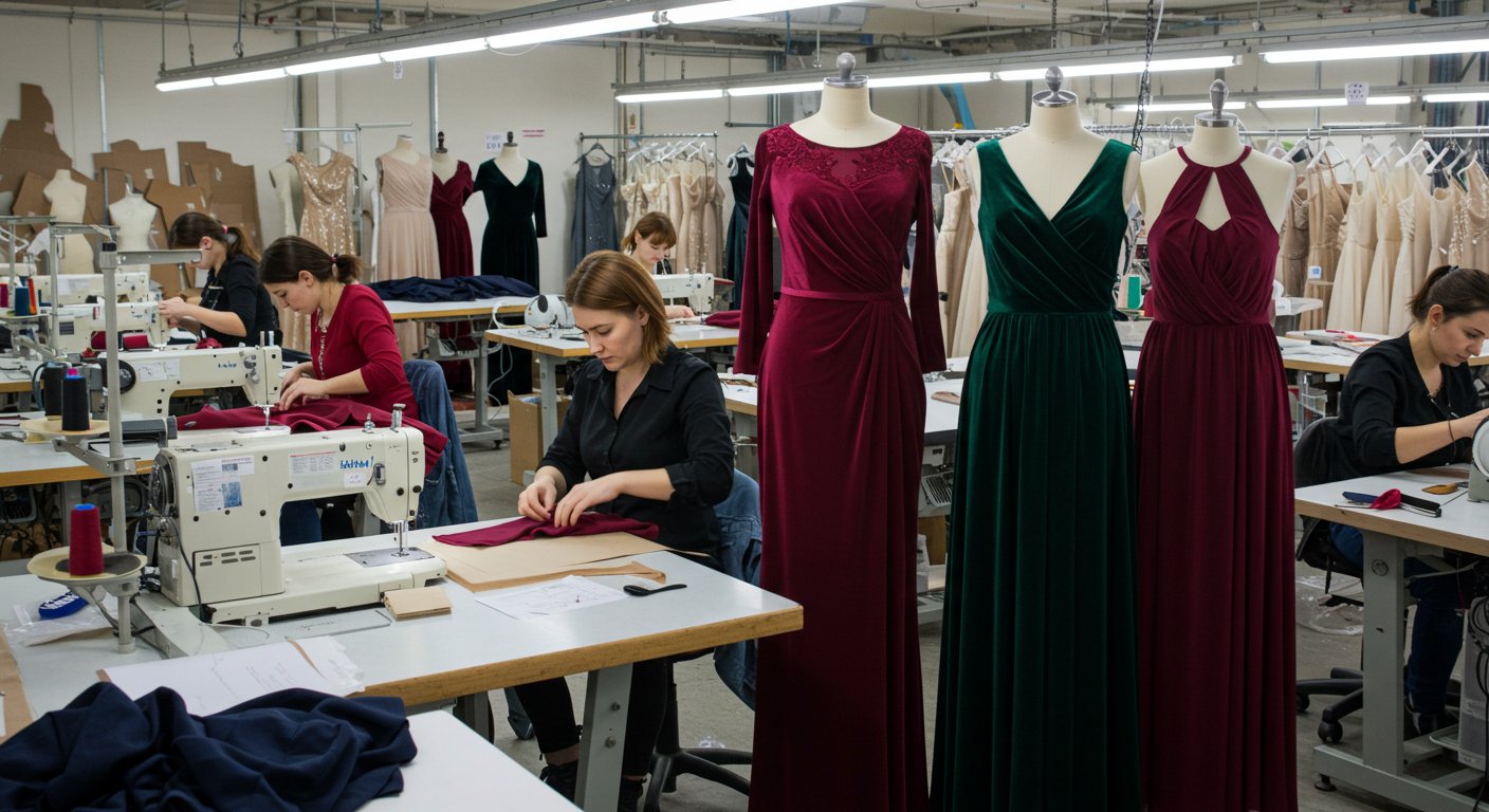 Пошив длинных вечерних платьев