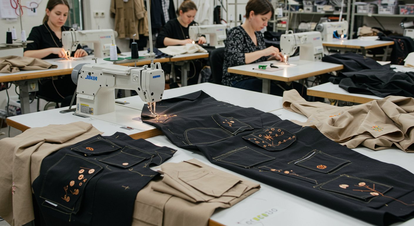 Пошив одежды с карманами и декоративными элементами