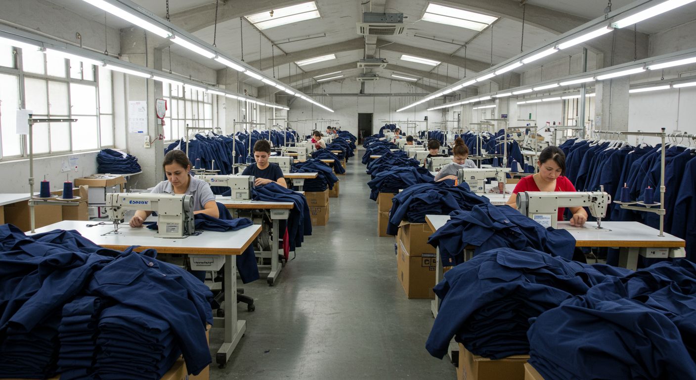 Швейная фабрика для пошива по форме асимметричной формы